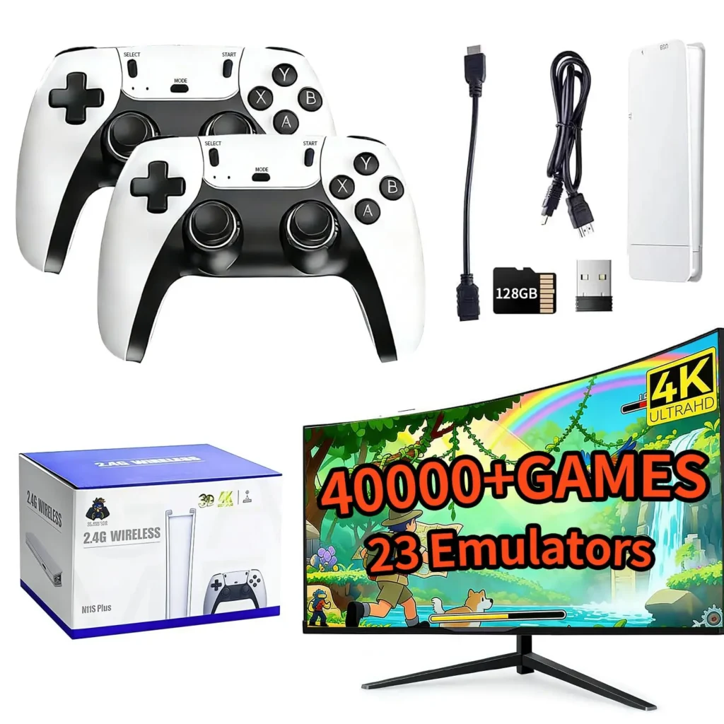 2026 Retro Gaming Console, 4K HD Output Game Stick Pro with 40,000+ Classic Titles and 23 Emulators with Dual 2.4G Controllers — Generic