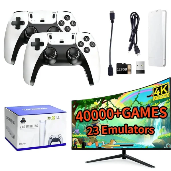2026 Retro Gaming Console, 4K HD Output Game Stick Pro with 40,000+ Classic Titles and 23 Emulators with Dual 2.4G Controllers — Generic