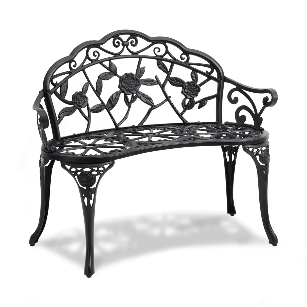 SucceBuy Outdoor Bench Wooden Metal Garden Bench for Outdoors 480 lbs Load Capacity Bench Outdoor Garden Park Bench — SucceBuy