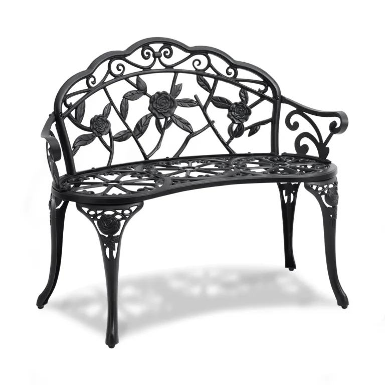 SucceBuy Outdoor Bench Wooden Metal Garden Bench for Outdoors 480 lbs Load Capacity Bench Outdoor Garden Park Bench — SucceBuy
