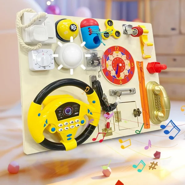 Wooden Busy Board for Toddlers -22 in 1 Montessori Toys Activity Board Sensory Toys Montessori Busy Board 1+ Year Old Early Educ — Wooden