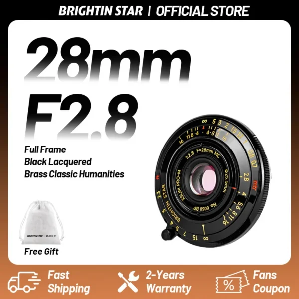 Brightin Star 28mm F2.8 Full Frame Manual Focus Lens for Leica M Mount Camera Lens Compatible with M2 M3 M4 M5 M6 M7 M8 M9 M9P — Brightin