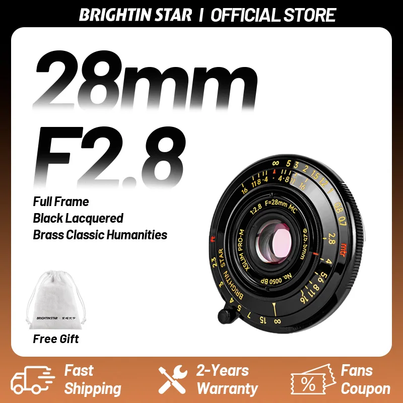 Brightin Star 28mm F2.8 Full Frame Manual Focus Lens for Leica M Mount Camera Lens Compatible with M2 M3 M4 M5 M6 M7 M8 M9 M9P — Brightin