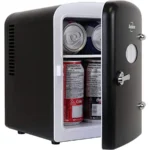 Mini Fridge- Black Refrigerator 6 Can Portable Cooler for Bedroom Office Dorm Car Compact Fridge for Drinks Makeup Skincare Dua — Mini