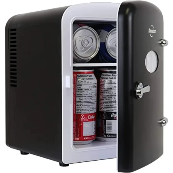 Mini Fridge- Black Refrigerator 6 Can Portable Cooler for Bedroom Office Dorm Car Compact Fridge for Drinks Makeup Skincare Dua — Mini