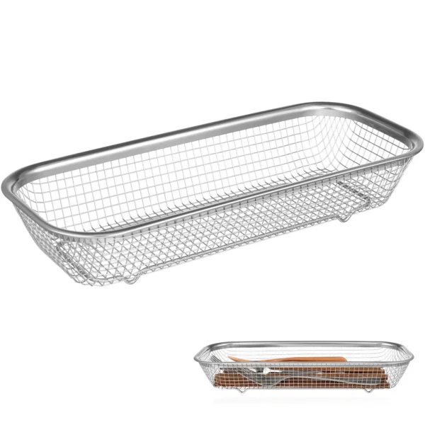 Stainless Steel Chopstick Rack Cabinet Utensil Container Mesh Silverware Holder Cutlery ganizer Dishwasher Basket — Stainless