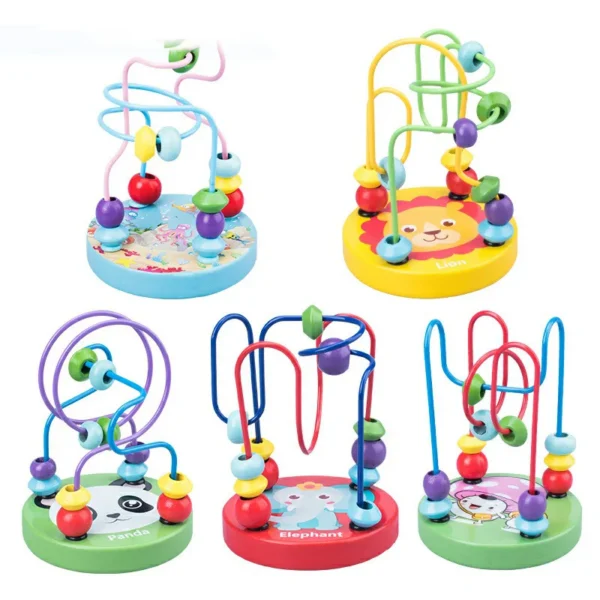 Baby Montessori Educational Math Toy Kids Circles Bead Wire Maze Roller Coaster for Children Montessori Wooden Toys Wood Puzzles — Baby