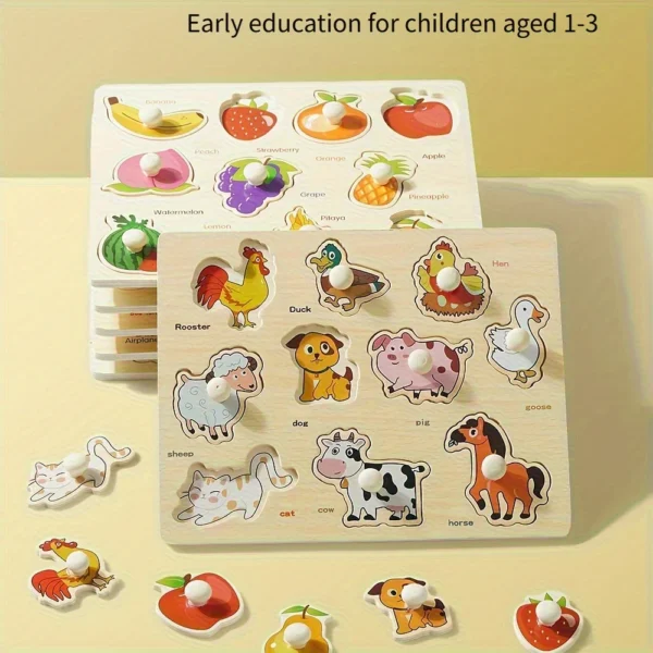 Montessori early education geometry beginner puzzle board, hand-held fixed board puzzle development, puzzle block shape matching — Montessori