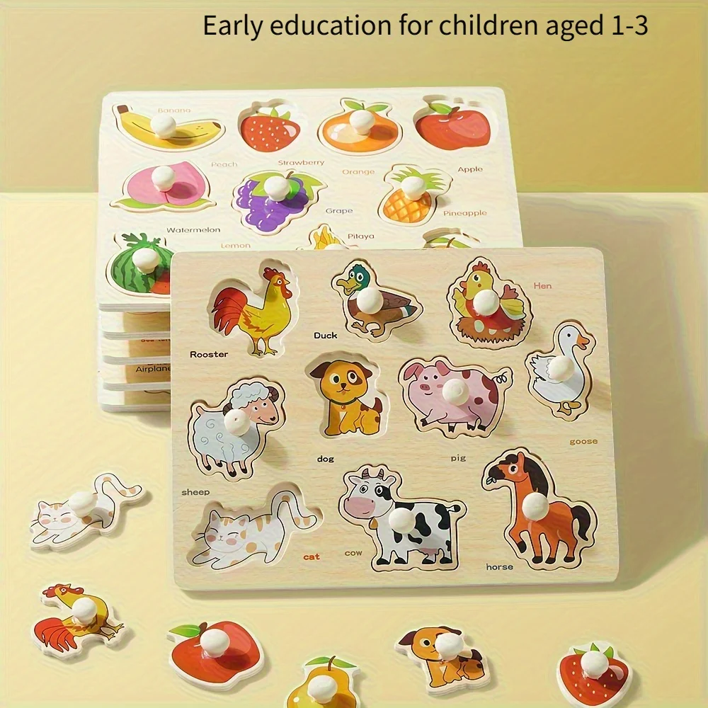 Scbf2b45f4f854cbdb8a3f0711d303030N.webp Montessori early education geometry beginner puzzle board, hand-held fixed board puzzle development, puzzle block shape matching — Montessori