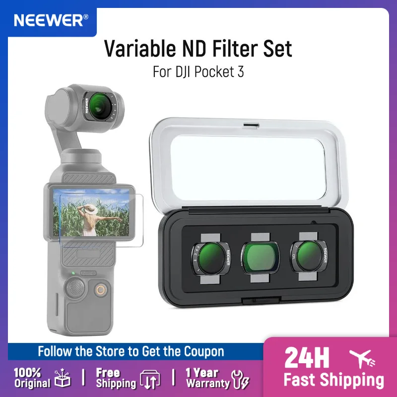 NEEWER Variable ND Filter Set ND2-32 + CPL Neutral Density Circular Polarizing Action Camera Lens Accessories for DJI Pocket 3 — DJI