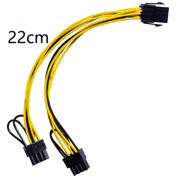 6Pin PCI Express to Dual PCIE 8 (6+2) Pin Power Cable 20cm Motherboard Graphics Card PCI-E GPU Power Data Cable Splitter — Generic