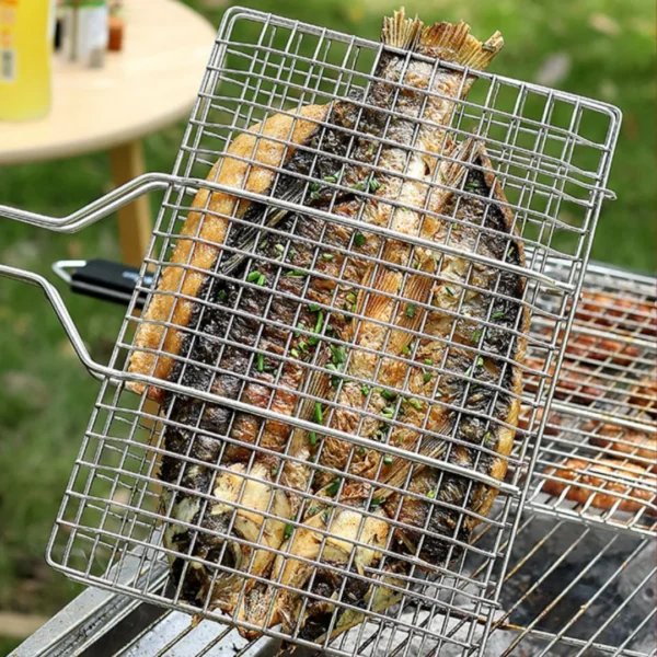 Grill Basket bbq net BBQ Basket Large Folding Grill Basket with Removable Handle.Grill Baskets for Outdoor Grill — Grill