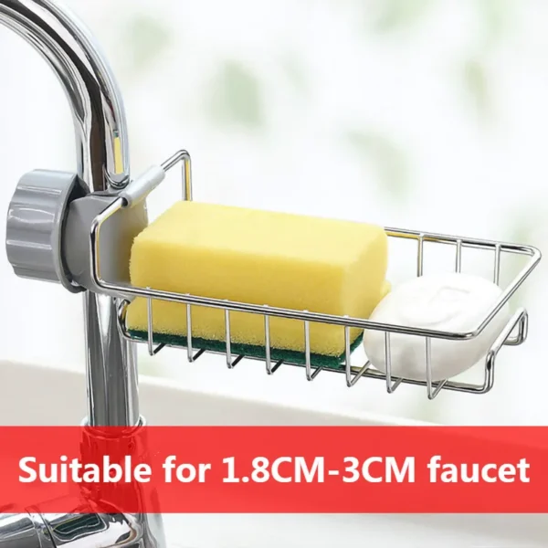 Drainer Storage Soap Stainless Dishcloth Rag Steel Sponge Shelf Adjustable Rack Dry Kitchen Basket Finishing Faucet Towel Pool — Drainer