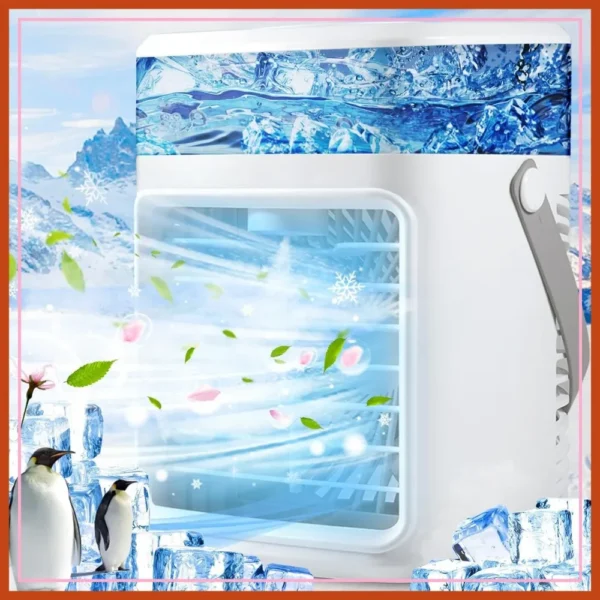 Rechargeable Portable Air Conditioner with 3 Speeds, 2/4H Timer & 7 Colors Light for Bedroom Office — Rechargeable