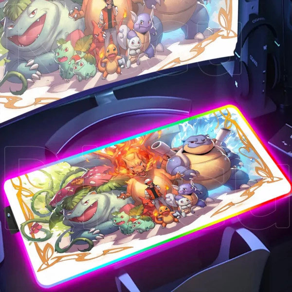 RGB Mouse Pad Lock Edge Large Gaming Accessories Computer Game Keyboard Pad P-Pokemon Charizard Mouse Mat Desk XXL Mousepad Gift — RGB