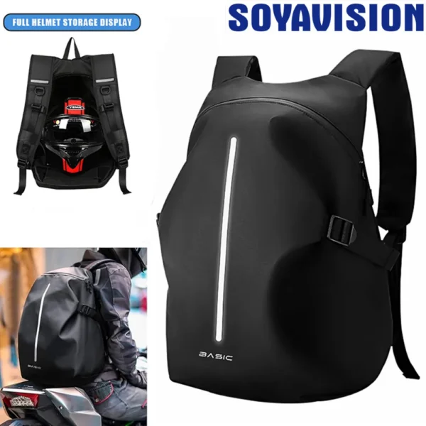 Waterproof Motorcycle Backpack Outdoor Sports Moto Biker Cycling Riding Helmet Backpack Reflective Business Travel Laptop Bag — Waterproof