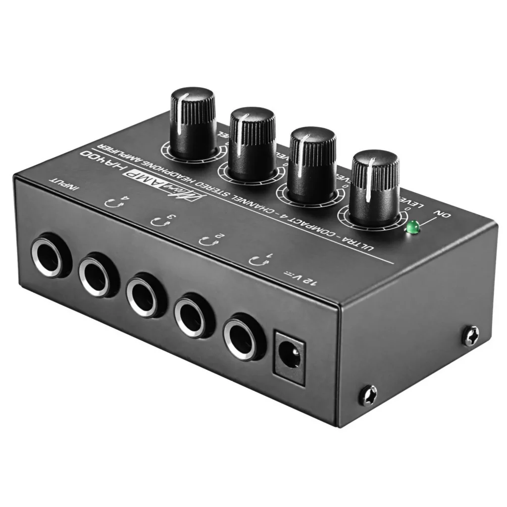 HA400 Mini Amplifier Headphone Amplifier 4 Channels Ultra-Compact Stereo Audio Amplifier Earphone Amplifier With Power Adapter — HA400