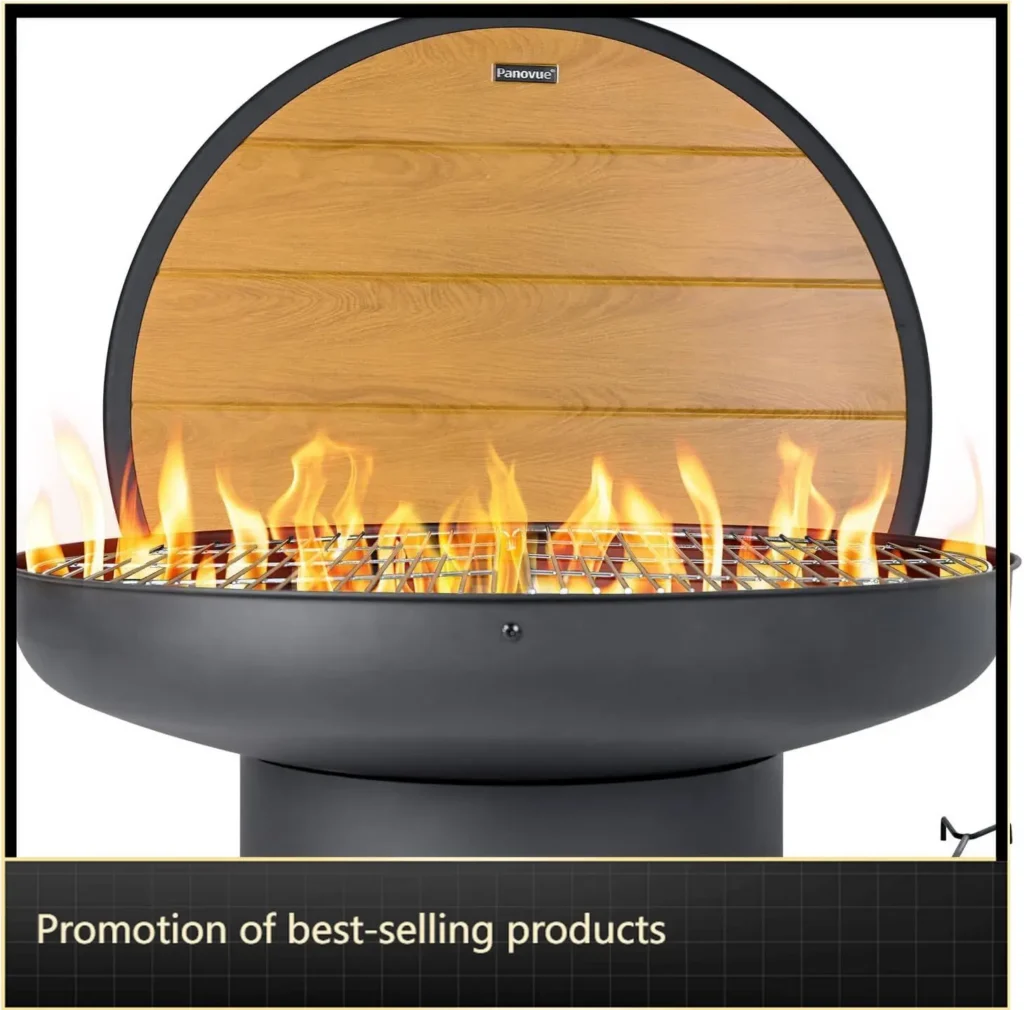 32In Fire Pit Table With Lid Heavy Duty Deep Fire Bowl Outdoor Wood Burning Bbq Grill Firepit Bowl Cover Outside Table Backyard — Generic