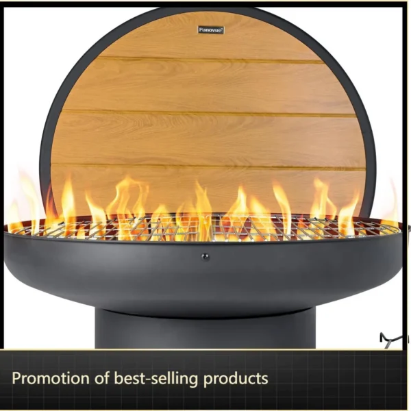 32In Fire Pit Table With Lid Heavy Duty Deep Fire Bowl Outdoor Wood Burning Bbq Grill Firepit Bowl Cover Outside Table Backyard — Generic