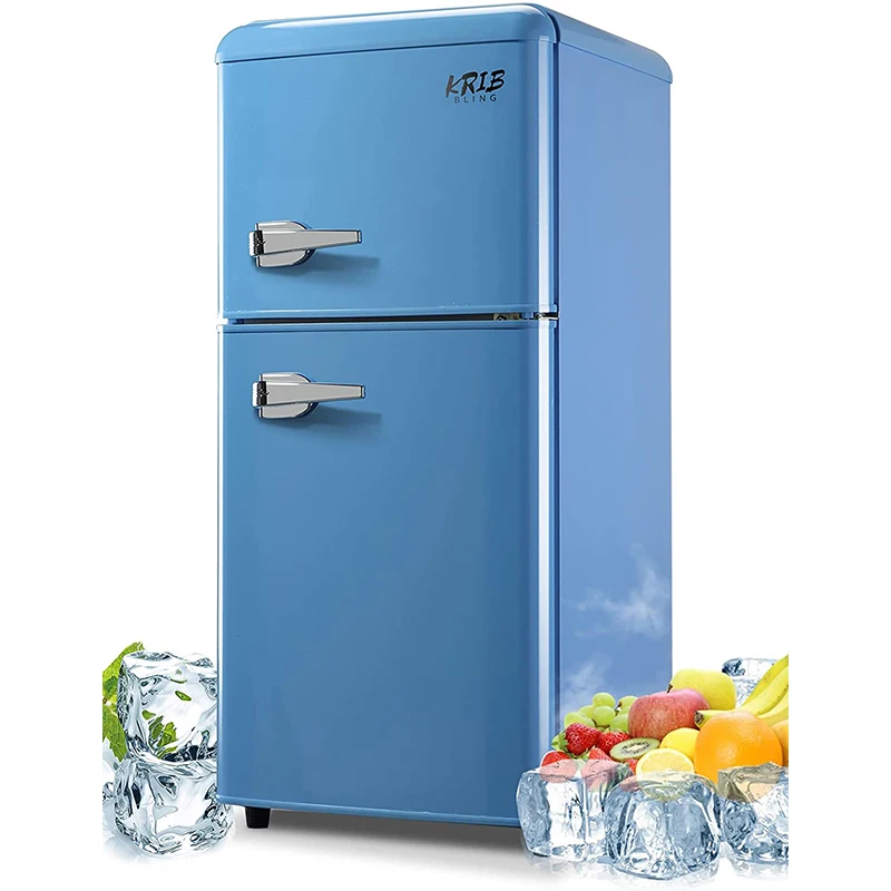 Sdb8da47b3f7d401597ccf200bfb7809b1.webp 3.2 Cu.ft Double Door Compact Refrigerator, Mini Fridge with Freezer, Retro Design Small Drink Chiller for Home, Office — Generic
