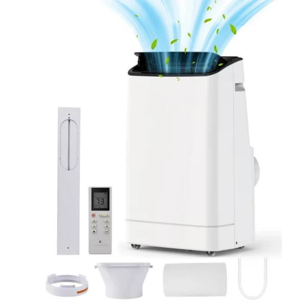 14000BTU Portable Air Conditioner, 3-in-1 Cooling Fan Dehumidifier, Remote Control & Window Mount Kit, Energy Efficient for Home — Generic