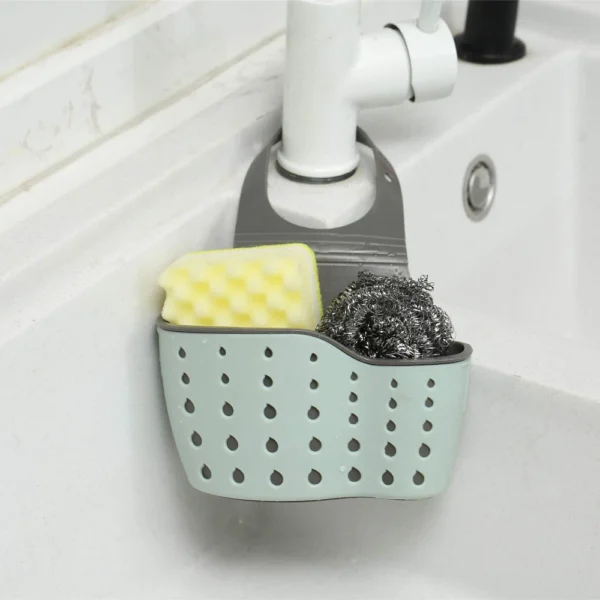 Sink Hanging Basket Adjustable Sponge Holder Drain Rack No Drill Kitchen Faucet Dishwashing Organizer — Sink
