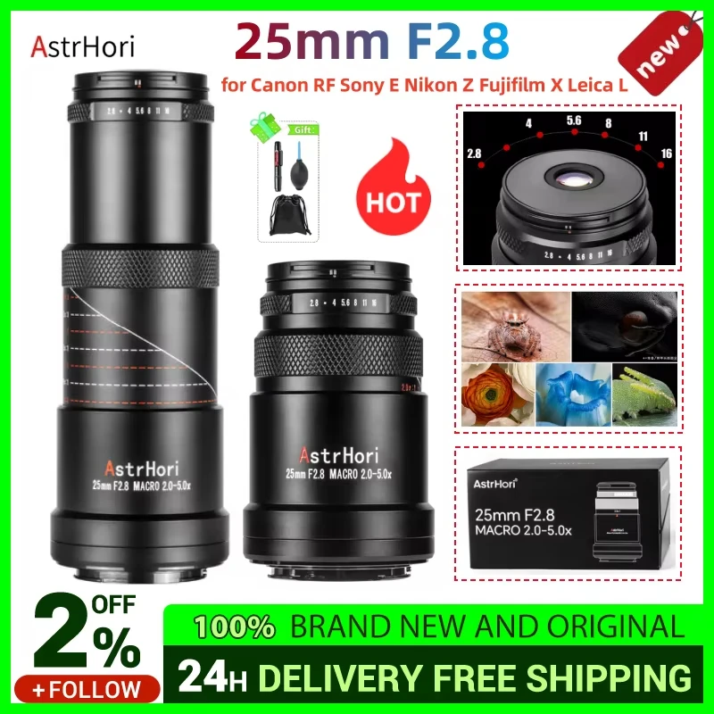 Se08a33f96b544a739f6ed17da32f5b1fj.webp AstrHori 25mm F2.8 2X 5X Full Frame Ultra Macro Lens for Sony E for Canon RF eos r Nikon Z for Leica L Fuji FX Mount Camera — Sony