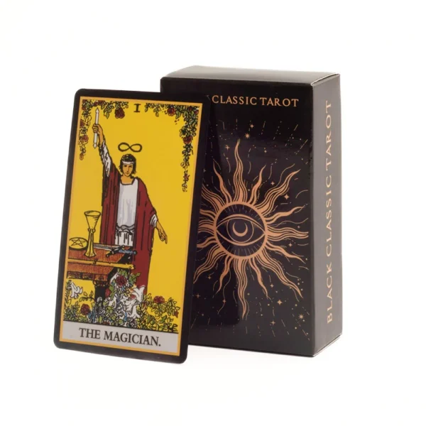 Black Classic Tarot Cards Deck 78pcs Fortune-Telling Game Set with Guidebook for Family Gatherings and Board Games — Ring