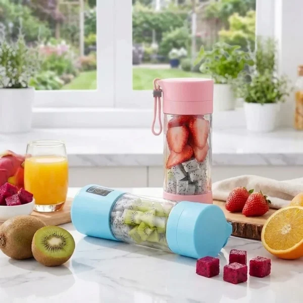 Portable USB Rechargeable Electric Juicer Cup 6-Leaf Blade Automatic Mini Fruit Blender Travel Outdoor Portable Personal Smoothi — Portable