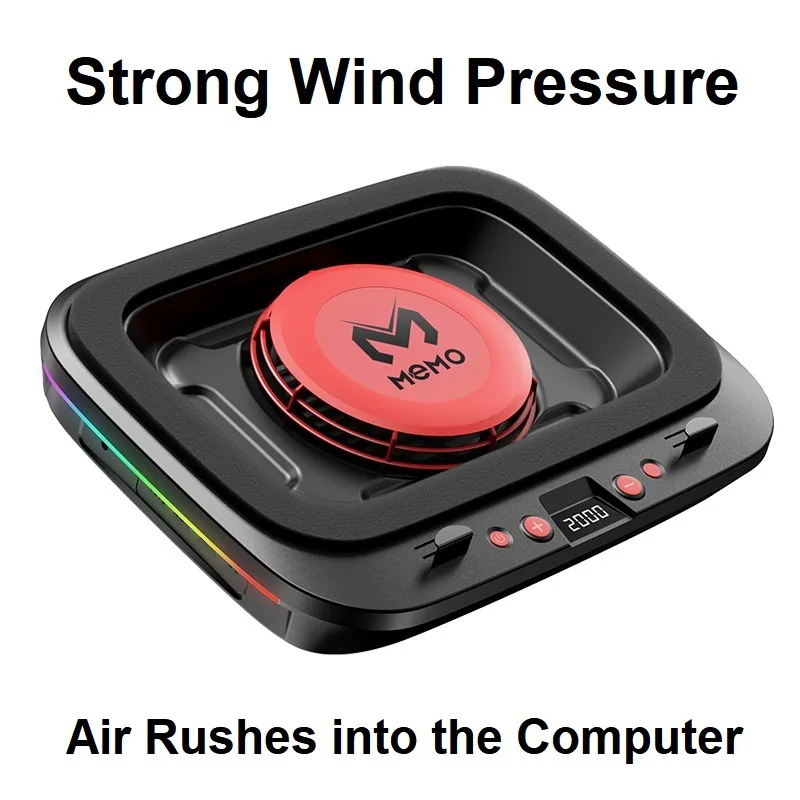 MEMO FL08 Strong Wind Cooling Stand Base Bracket Pad Powerful Fan Pressure Game Laptop Radiator Cooler — MEMO