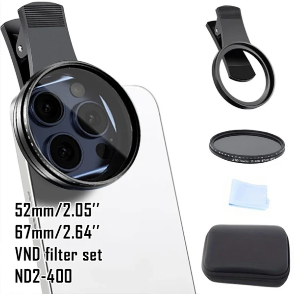 52mm/67mm ND Filter Kit for Phone Camera – Adjustable Neutral Density ND Filter Perfect for Mobile Phone Photography Videography — Generic