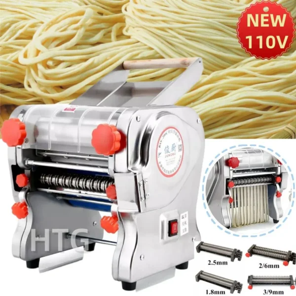 550W Electric Pasta Maker Noodle Machine Dumpling Skin Roller Steel Full Stainless Steel Dual Knife Noodle Maker For Commercial — MAC