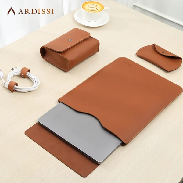 Laptop Sleeve Case Pouch for ( MacBook Mac Book iPad ) Air M1 M2 13 3 14 2 15 6 16 Pro 12 9 11 Inch Cover Bag Set Vegan Leather — MAC