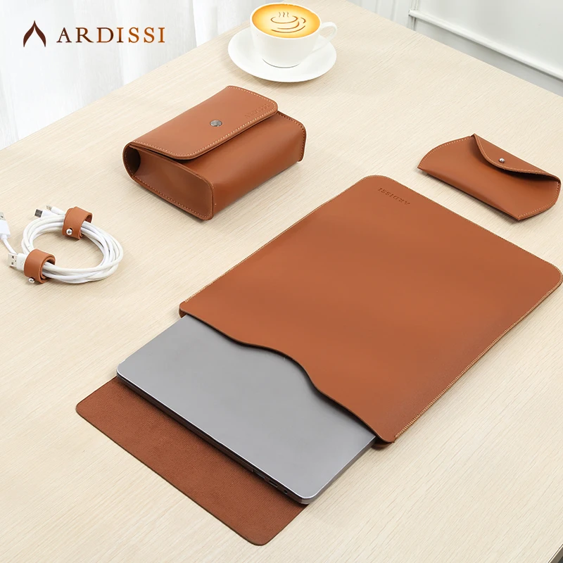 Laptop Sleeve Case Pouch for ( MacBook Mac Book iPad ) Air M1 M2 13 3 14 2 15 6 16 Pro 12 9 11 Inch Cover Bag Set Vegan Leather — MAC