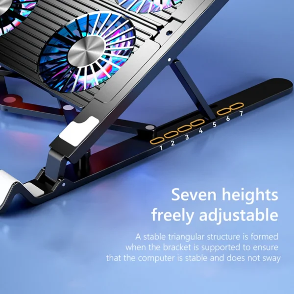 Laptop Cooling Fan with 2/4 Fans Foldable Gaming Laptop Cooler Fan RGB Silent Portable Laptop Holder for 11-17.3 Inch Notebook — Laptop