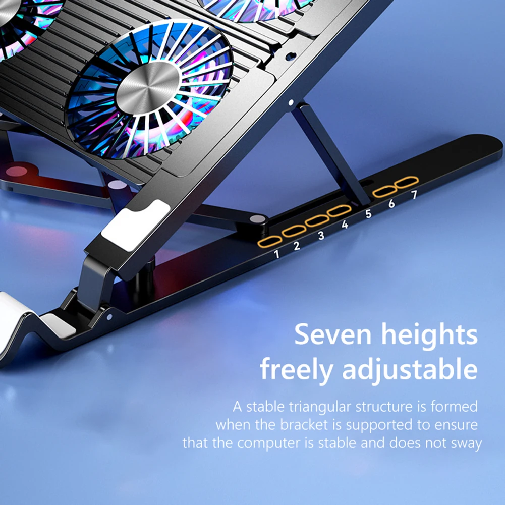 Laptop Cooling Fan with 2/4 Fans Foldable Gaming Laptop Cooler Fan RGB Silent Portable Laptop Holder for 11-17.3 Inch Notebook — Laptop