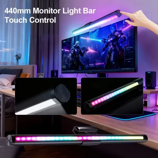 Computer Monitor Screen Light Bar LED Desk Lamp Monitor Light Bar Eye-Care Stepless Table Lamp Dimming Lighting for Work Gaming — Computer