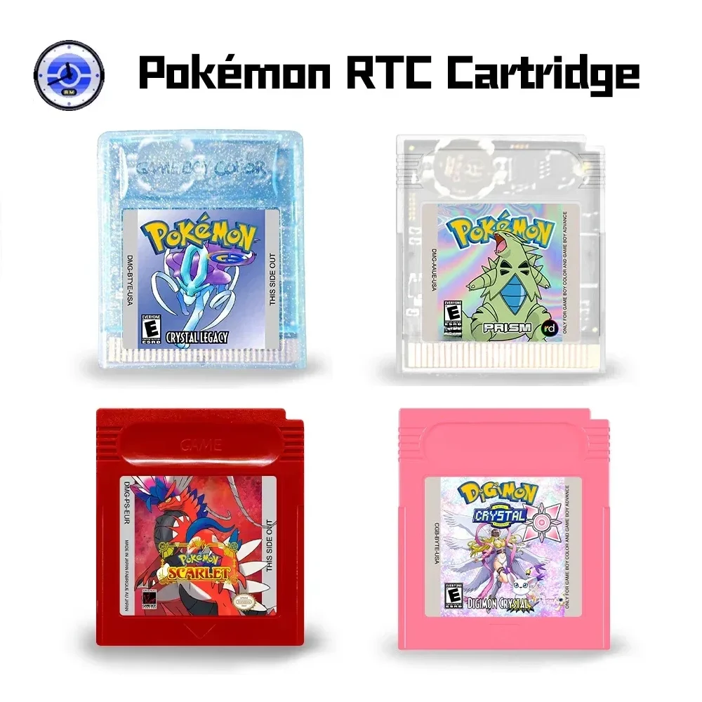 GBC RTC Pokémon Clock Game Card , Cubic Crystal , Digion crystal ,Scarlet，Prism， GBC Pokémon Series English Game Card — GBC