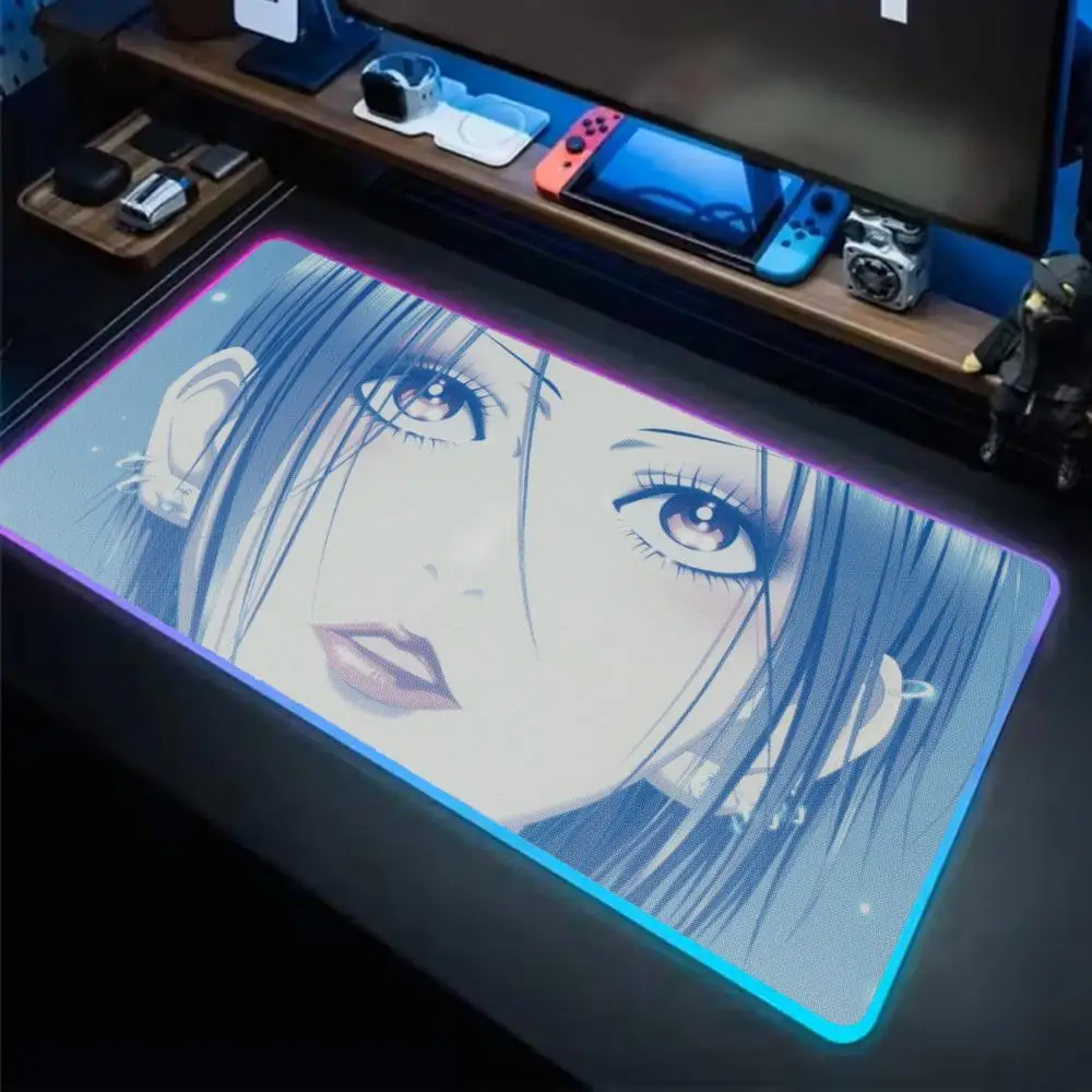 NANA Mouse Pad Anime Gaming Mouse Pad LED Table Pads Backlit Rubber Desktop XXL RGB Desk Mats — NANA