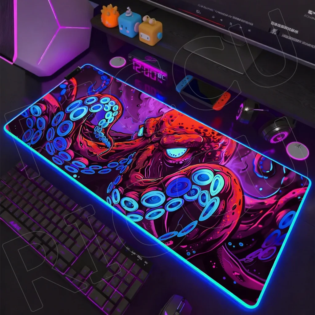 RGB PC Accessories Octopus sea monster punk trend Mouse Pad Large Gamer Keyboard Desk Mat Computer Gaming XXL1000x500mm LED Pads — RGB