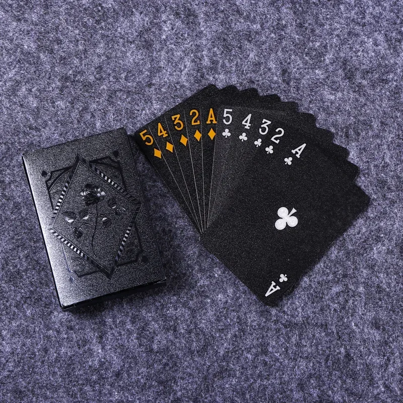 1PcsColor Black Gold Playing Card Game Card Group Waterproof Poker Suit Magic Dmagic Package Board Game Collection Entertainment — Generic