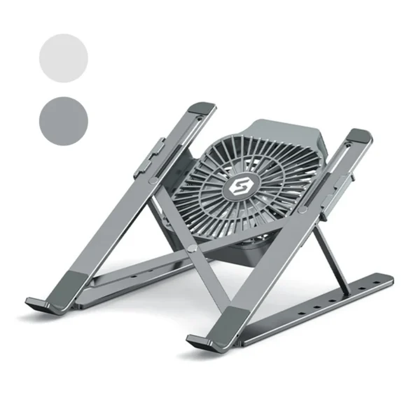 Laptop Cooling Stand Notebook Computer Adjustable Non-slip Holder with Fan Foldable Portable Stand, Grey — Laptop