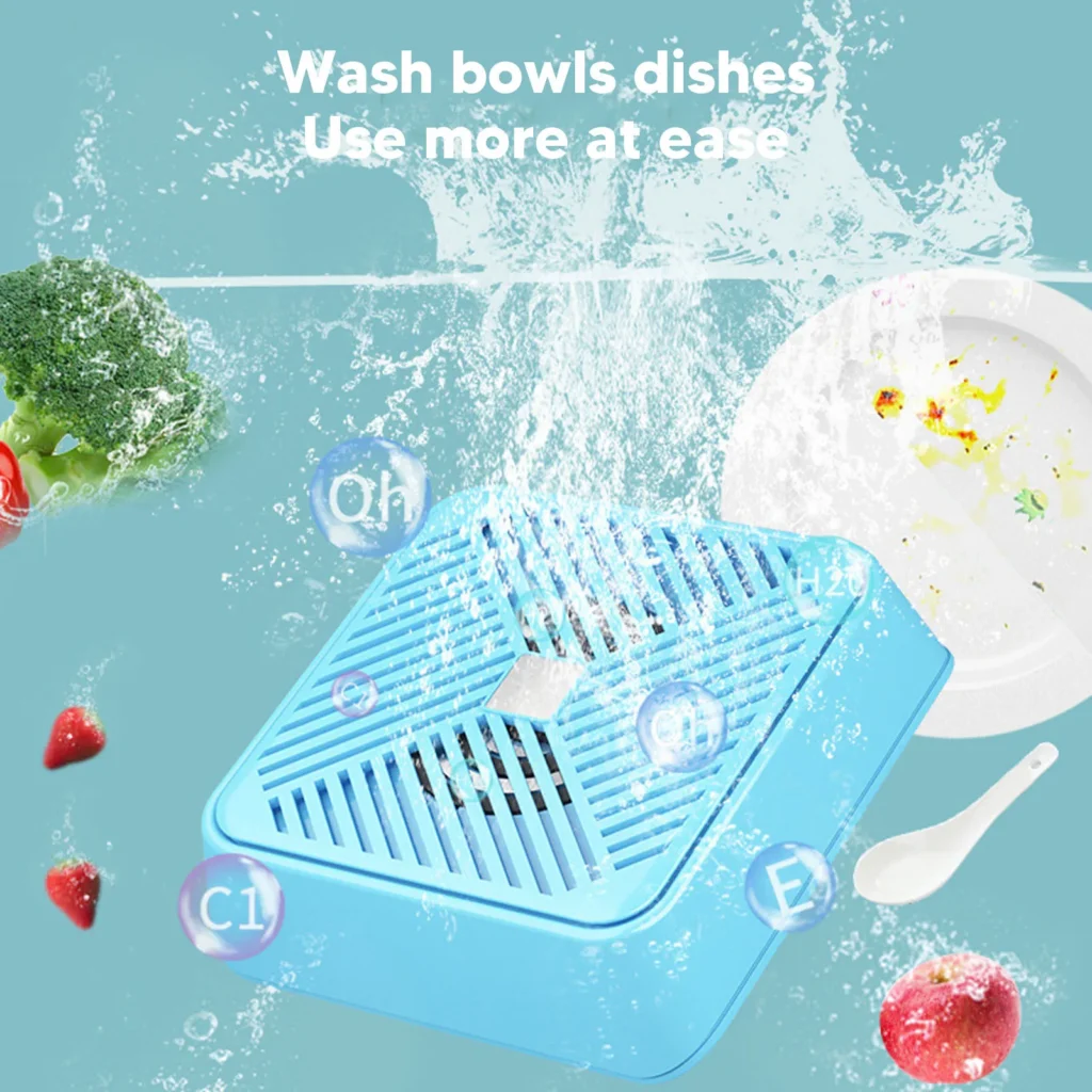 14W USB Dishwasher Portable Small Dish Washing Machine Mini Ultrasonic Efficient Cleaning for Travel Kitchen Tableware Blue — MAC