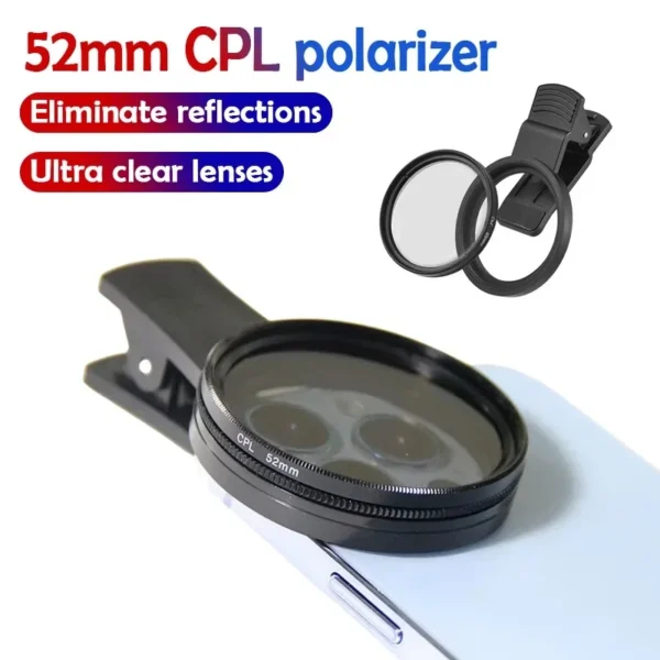 52mm CPL Filter Phone Lens Filter No Reflections Filter Professional Phone Camera Lens Clip Camera Accessories For iPhone Xiaomi — Xiaomi