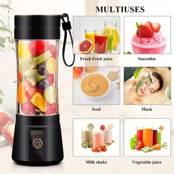 12 Blades Portable USB Charging Juicer, 500ML Mini Personal Blender, Electric Smoothie Juice Maker, Compact Rechargeable Mixer for Shakes, Fruit Vegetable Drinks, Travel Home Office Outdoor Use — Generic