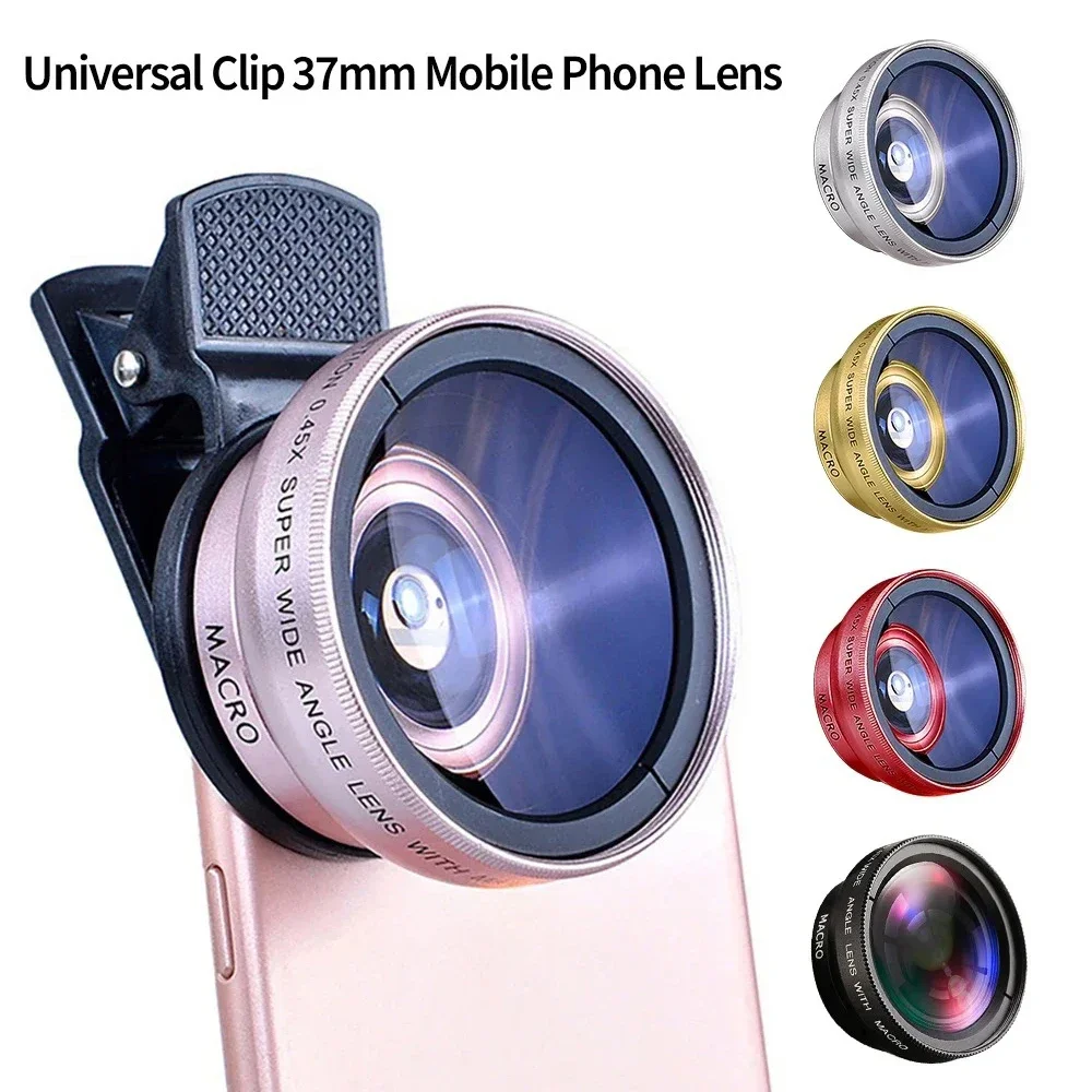 2 In 1 Clip-on Fish Eye Magnifiers Mobile Phone Lens Professional Mobile Phone Camera Lenses 15X Macro 0.45X Super Wide Angle — MAC