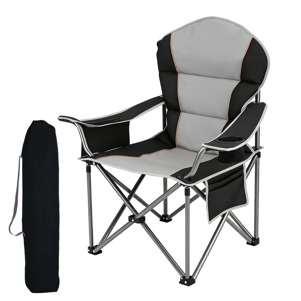 MCQ Outdoor Folding Camping Chairs Collapsible Padded with Cup Holder Cooler Bag Heavy Duty Portable Camping Chair for Garden — MCQ