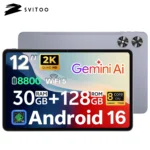 SVITOO Tablet 2026 Android 16 12 Inch 2000 x 1200 2K Display IPS Large Screen Unisoc T7250 Octa-Core Processor 6GB Physical RAM + 24GB Virtual RAM 128GB ROM 1TB Expandable 8800mAh Battery 2.4GHz 5GHz Dual Band WiFi 5 Bluetooth 5.0 GPS Widevine L1