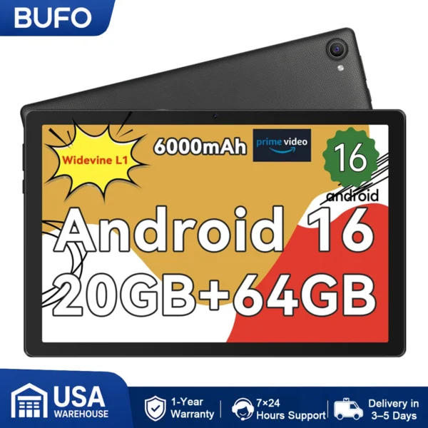 10 Inch Android 16 Tablet with Face ID 20(3+17)GB+64GB/1TB TF OTG IPS