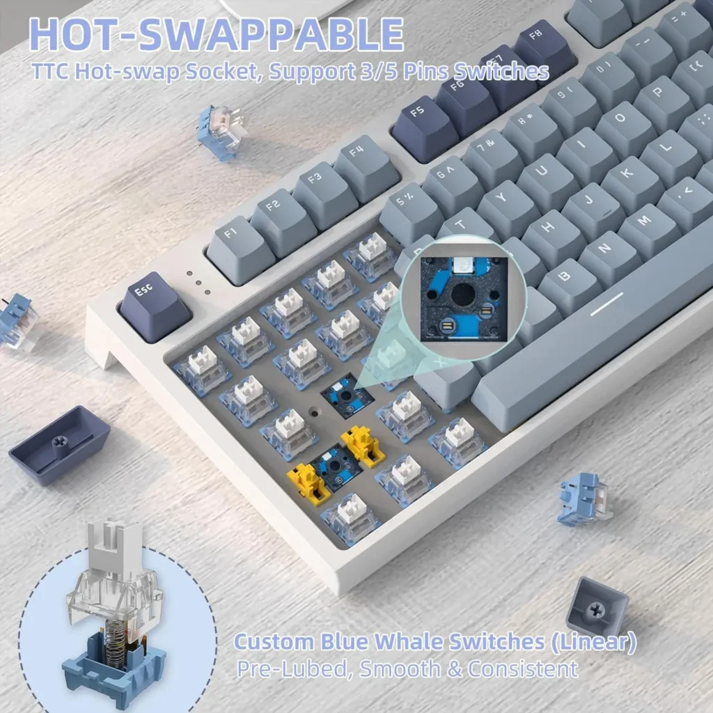 RK86 Wireless Mechanical Keyboard, 75% TKL Hot Swappable Tri-mode
